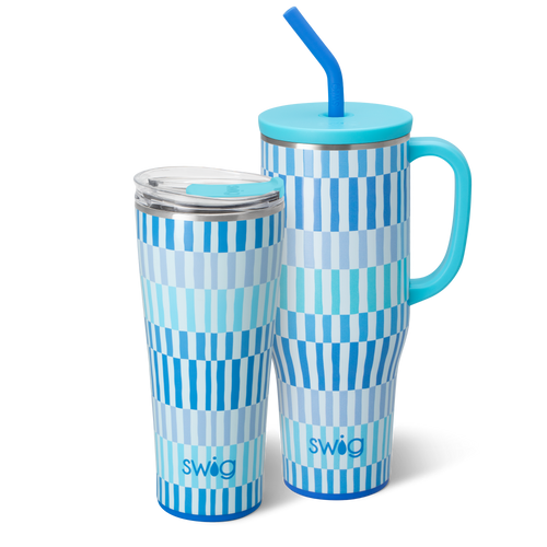 Swig Life Glacier Stripe Mega Set including a 32oz Tumbler and a 40oz Mega Mug